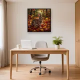 Lapin brun parmi les feuilles d'automne – Bureau