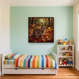 Lapin brun parmi les feuilles d'automne – Enfant
