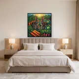 Famille de lapins au potager fleuri – Chambre