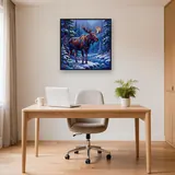 Élan dans la forêt de pins enneigée – Bureau