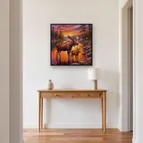 Élan et son petit aux reflets orangés – Entrée