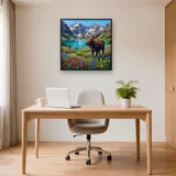 Élan dans la prairie alpine fleurie – Bureau