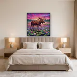 Eland in waterlelievijver bij roze schemering – Slaapkamer