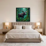 Élan sous la pluie en forêt verte – Chambre