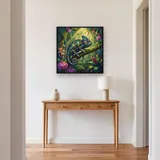 Caméléon casqué dans une jungle lumineuse – Entrée