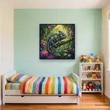 Caméléon casqué dans une jungle lumineuse – Enfant