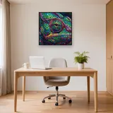 Chamäleonkopf mit rollendem Turmauge – Büro