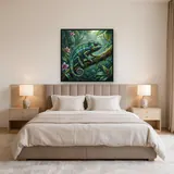 Caméléon sous la pluie en forêt tropicale – Chambre
