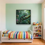 Caméléon sous la pluie en forêt tropicale – Enfant