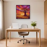 Einsamer Baobab bei Sonnenuntergang in der Savanne – Büro