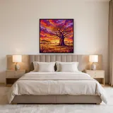 Einsamer Baobab bei Sonnenuntergang in der Savanne – Schlafzimmer
