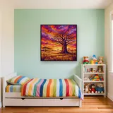 Einsamer Baobab bei Sonnenuntergang in der Savanne – Kinderzimmer