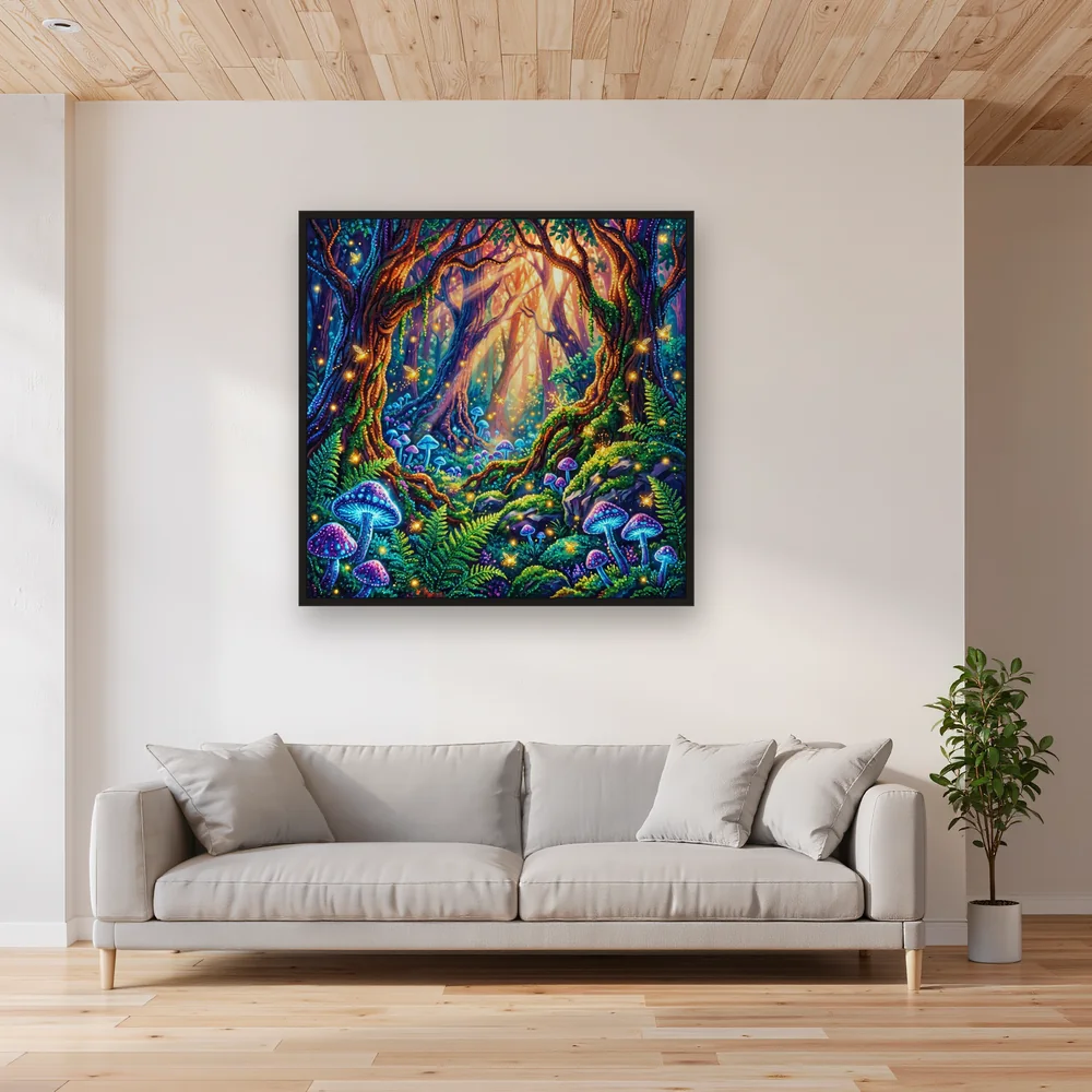 Enchanted Forest with Glowing Mushrooms – Living room