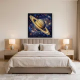 Saturne dorée et anneaux étoilés – Chambre