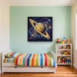 Saturne dorée et anneaux étoilés – Enfant
