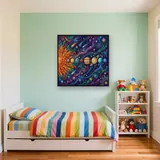 Psychedelic Solar System with Sun and Planets – Kids room