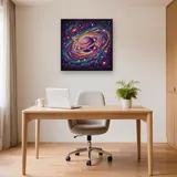 Ringed Planet in Colorful Spiral Galaxy – Office