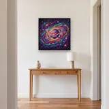 Ringed Planet in Colorful Spiral Galaxy – Hallway