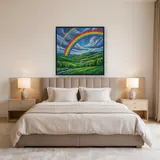 Double arc-en-ciel sur collines vertes – Chambre