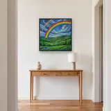 Double arc-en-ciel sur collines vertes – Entrée