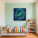 Green Aurora Seen from a Blue Ice Cave – Kids room