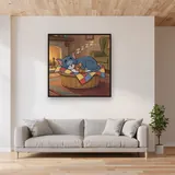 Tom e Jerry addormentati nel cesto – in un soggiorno