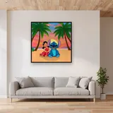 Stitch and Lilo at Sunset Beach – displayed in a living room