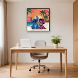 Stitch and Lilo Grinning Beneath Golden Sun – Office
