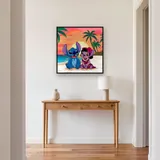 Stitch and Lilo Grinning Beneath Golden Sun – Hallway