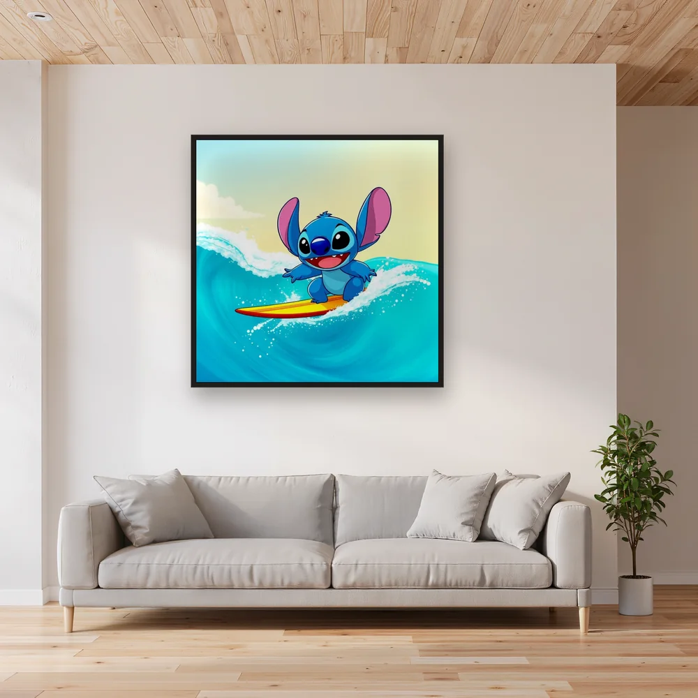 Stitch Riding a Turquoise Wave – Living room