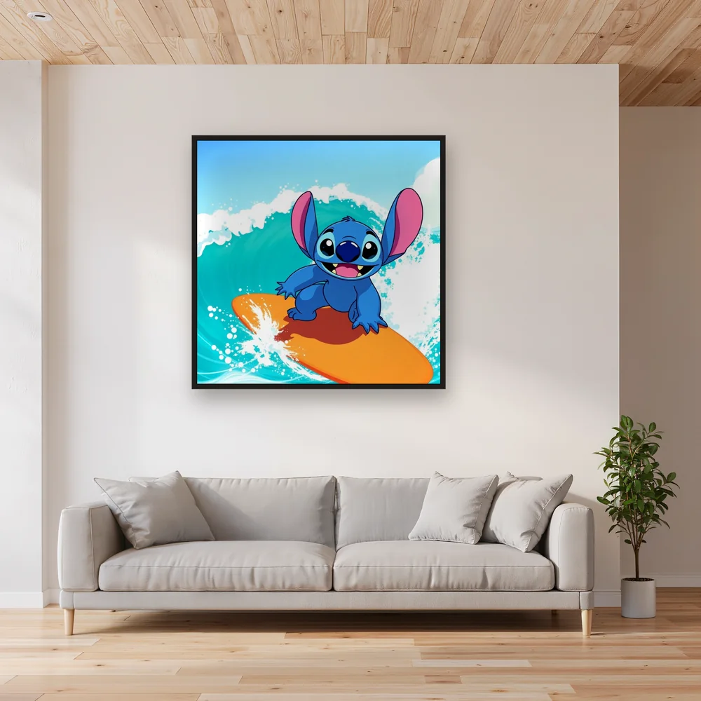 Stitch on an Orange Surfboard – Living room