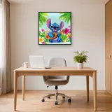 Stitch Playing Ukulele Among Tropical Flowers – Office