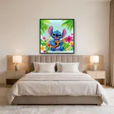 Stitch Playing Ukulele Among Tropical Flowers – Bedroom