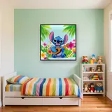 Stitch Playing Ukulele Among Tropical Flowers – Kids room
