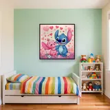 Stitch and Angel Seated Under Falling Hearts – Kids room