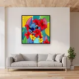 Stitch with Red Hibiscus Flower Lei – displayed in a living room