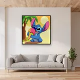 Stitch Enjoying a Triple Scoop Ice Cream – displayed in a living room