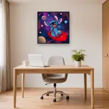 Stitch Grinning Among Colorful Planets – Office