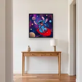 Stitch Grinning Among Colorful Planets – Hallway