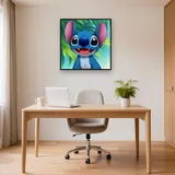 Smiling Stitch Portrait with Tropical Leaves – Office