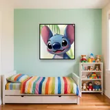 Stitch Smiling Portrait with Palm Leaves – Kids room