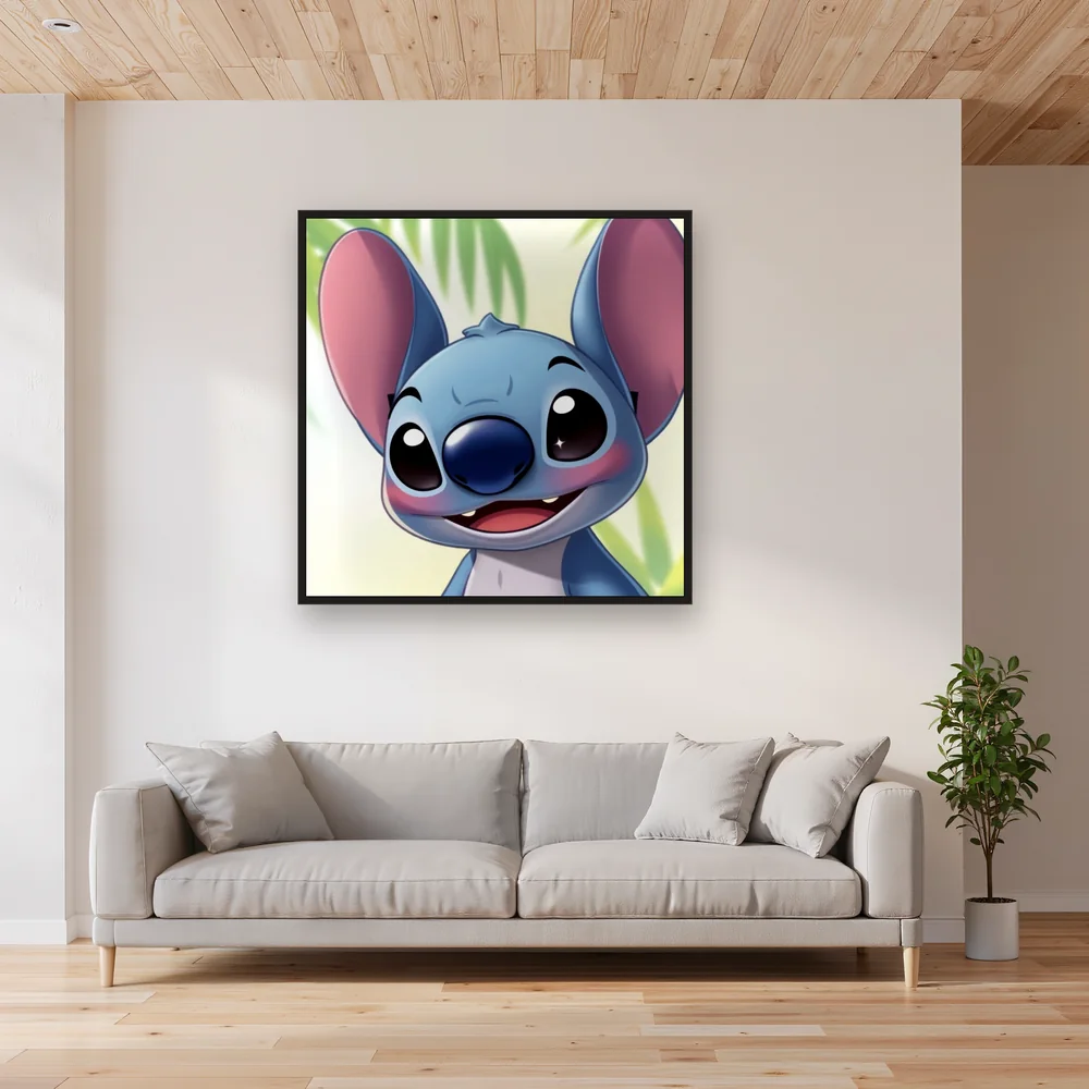 Stitch Smiling Portrait with Palm Leaves – Living room