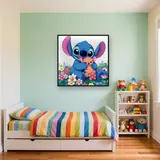 Stitch Hugging Scrump in a Flower Field – Kids room