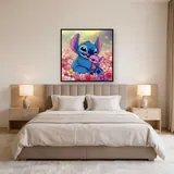 Stitch Cradling Sleepy Scrump in Soft Bokeh – Bedroom