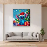 Stitch in Santa Hat Decorating Christmas Tree – displayed in a living room