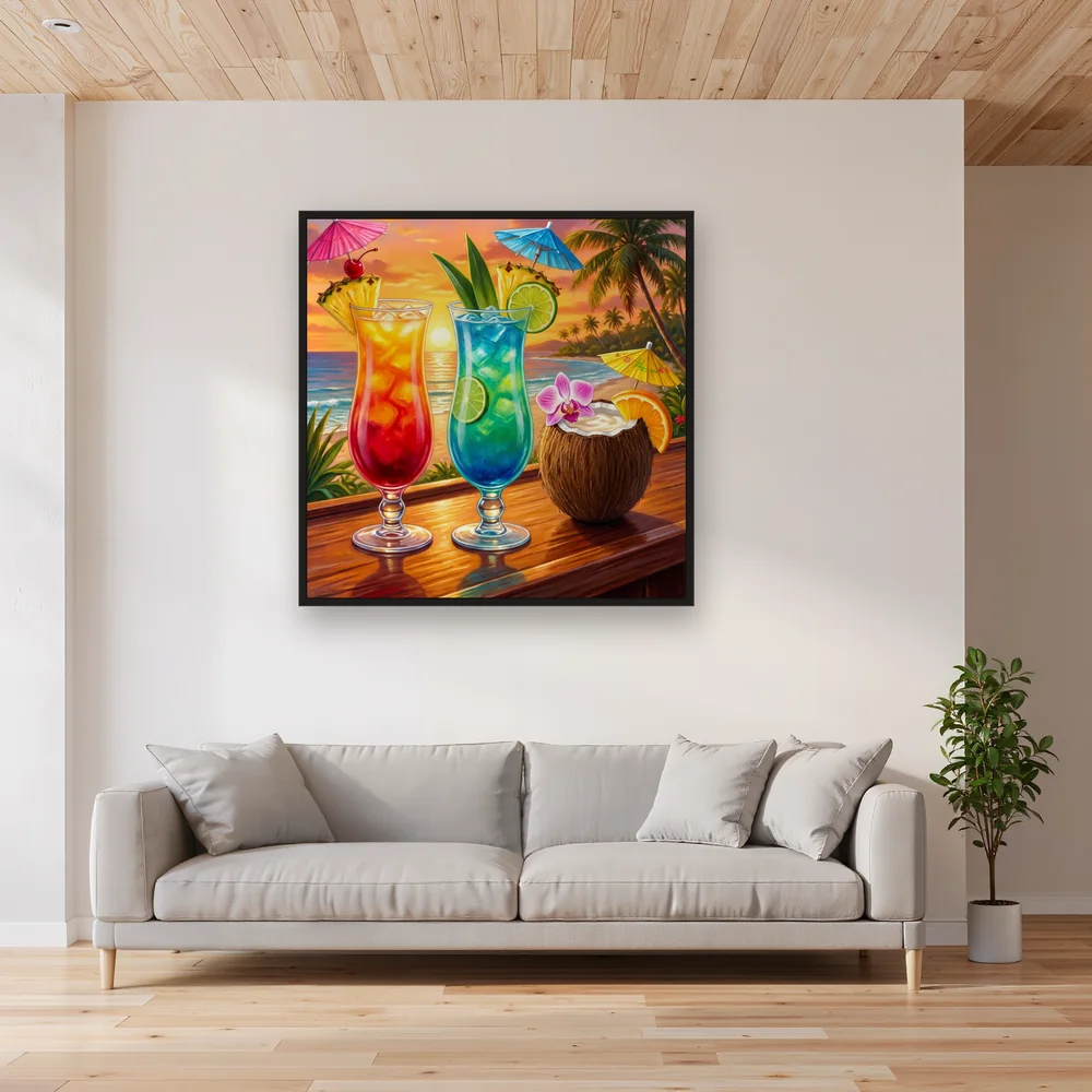 Tropical Sunset Cocktail Trio – Living room