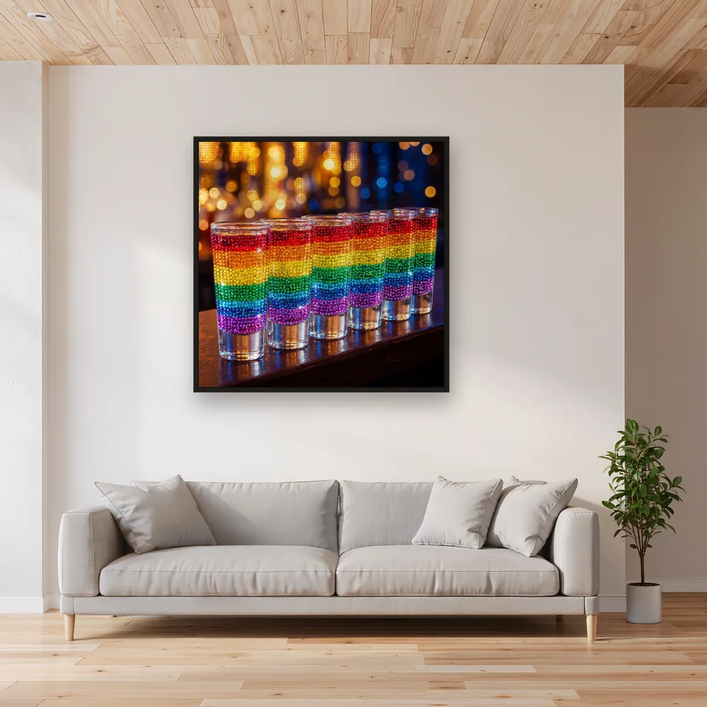 Rainbow Layers on a Dark Bar – Living room