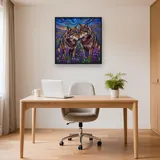 Deux loups parmi les fleurs violettes – Bureau