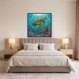 Tortue près d'une épave turquoise – Chambre