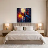 Red-and-Blue Hero Swinging at Sunset – Bedroom